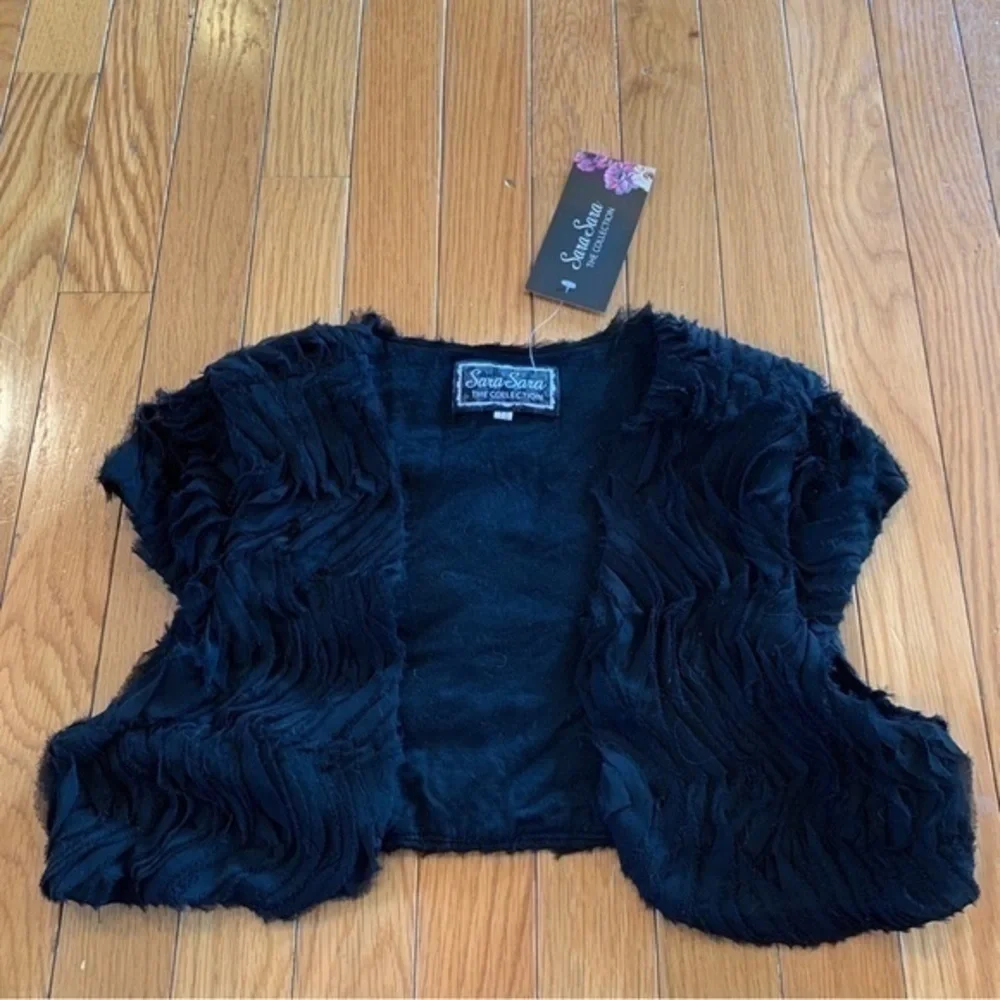 New Sara Sara Outfit Silver Sequin Mini Skirt size 14 & Black Open jacket sz 16